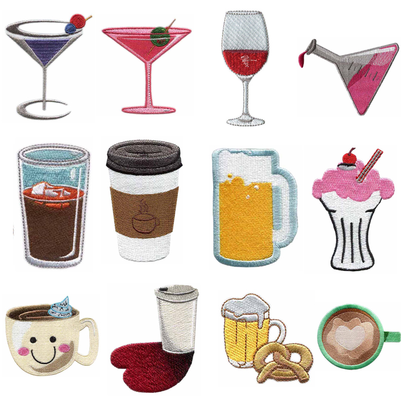 Wine Beer Hat - Cup & Drink Themed Iron-on Embroidered