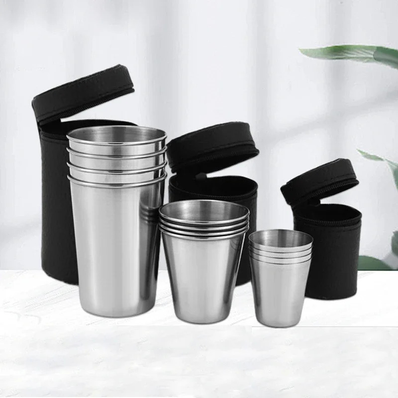 4Pcs Outdoor Travel Stainless  - Whisky Beer And Wine ulasan dan harga
