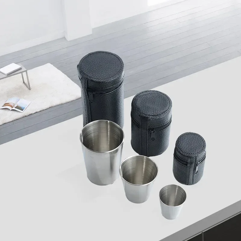 4Pcs Outdoor Travel Stainless  - Whisky Beer And Wine ulasan dan harga