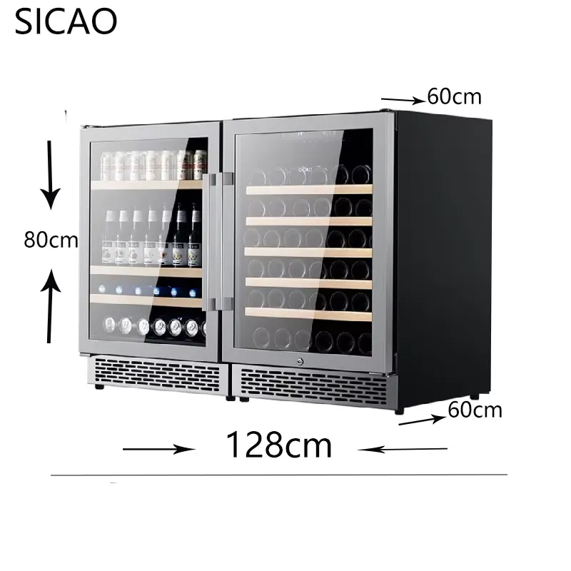 2 Door Wine Beer Fridge Glass  - Wine Beer Dual Zone ulasan dan harga