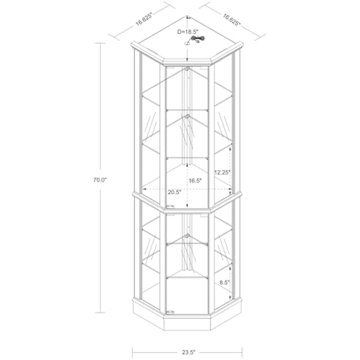 Tall Lighted Curio Cabinet 70  - Wine & Beer Guayaquil ulasan dan harga