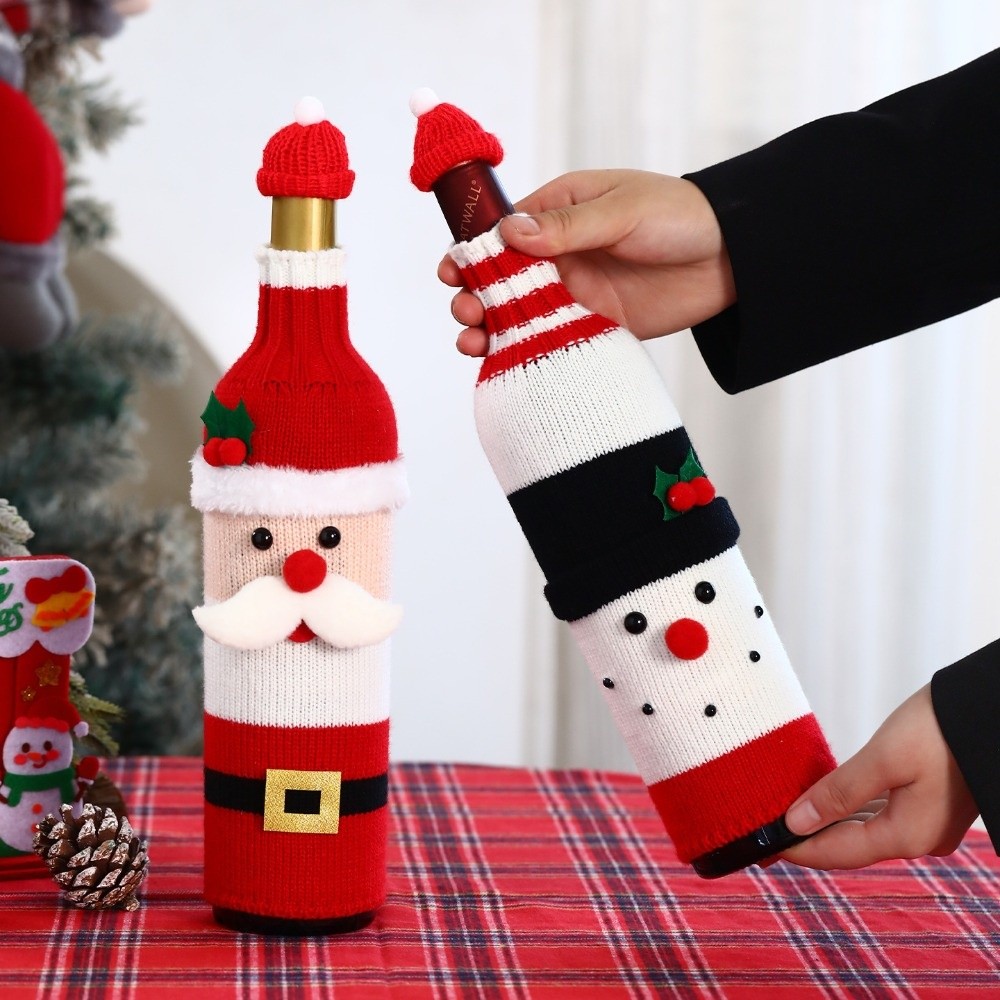 Knitted Wine Bottle Cover with - Wine Beer Hat ulasan dan harga