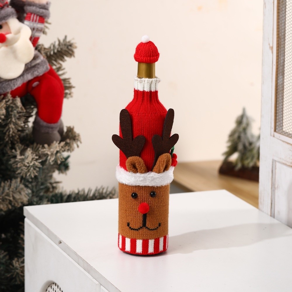 Knitted Wine Bottle Cover with - Wine Beer Hat ulasan dan harga